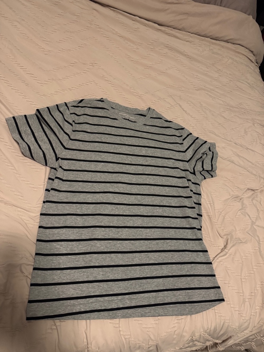 Banana Republic Gray and Black Striped Crew Tee